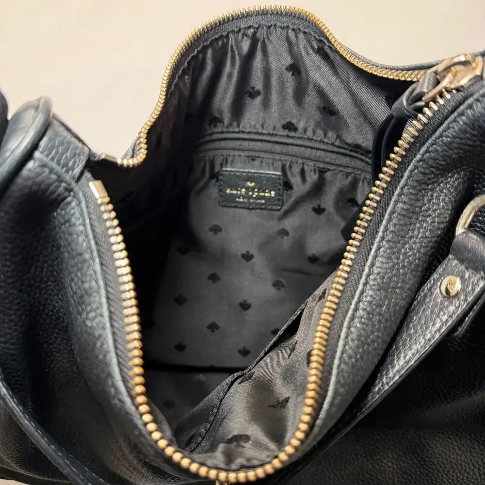 Kate Spade Black Pebbled Leather Crossbody Shoulder Bag Slouchy Everyday - Picture 8 of 16